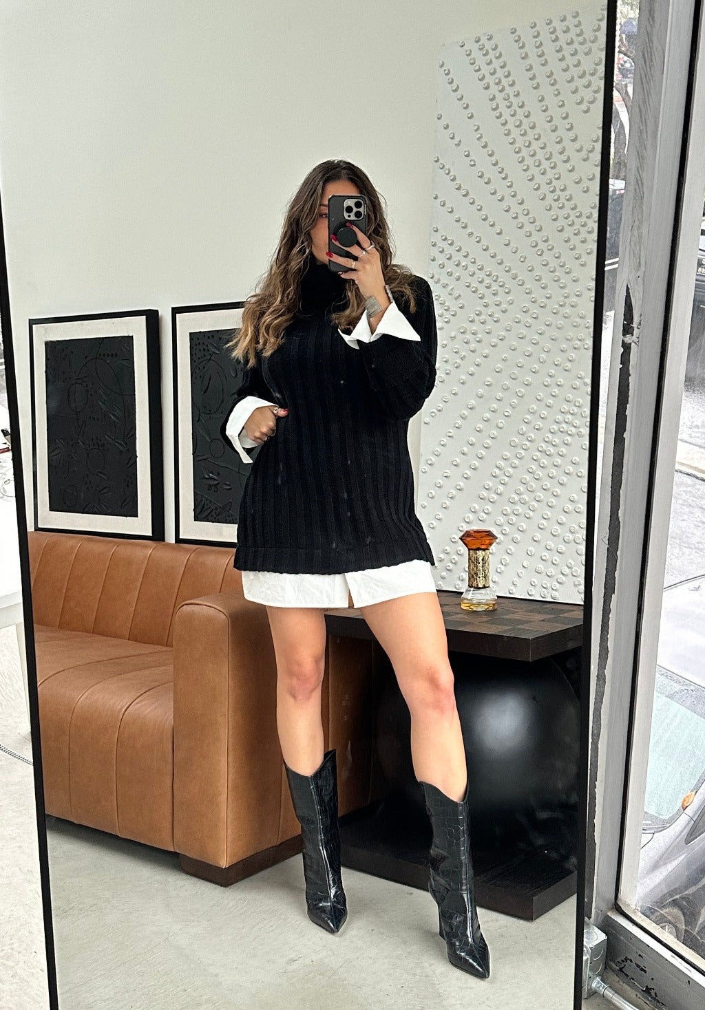 Allison Black Long Sleeve Knit Mini Dress Allison Black Long Sleeve Knit Mini Dress