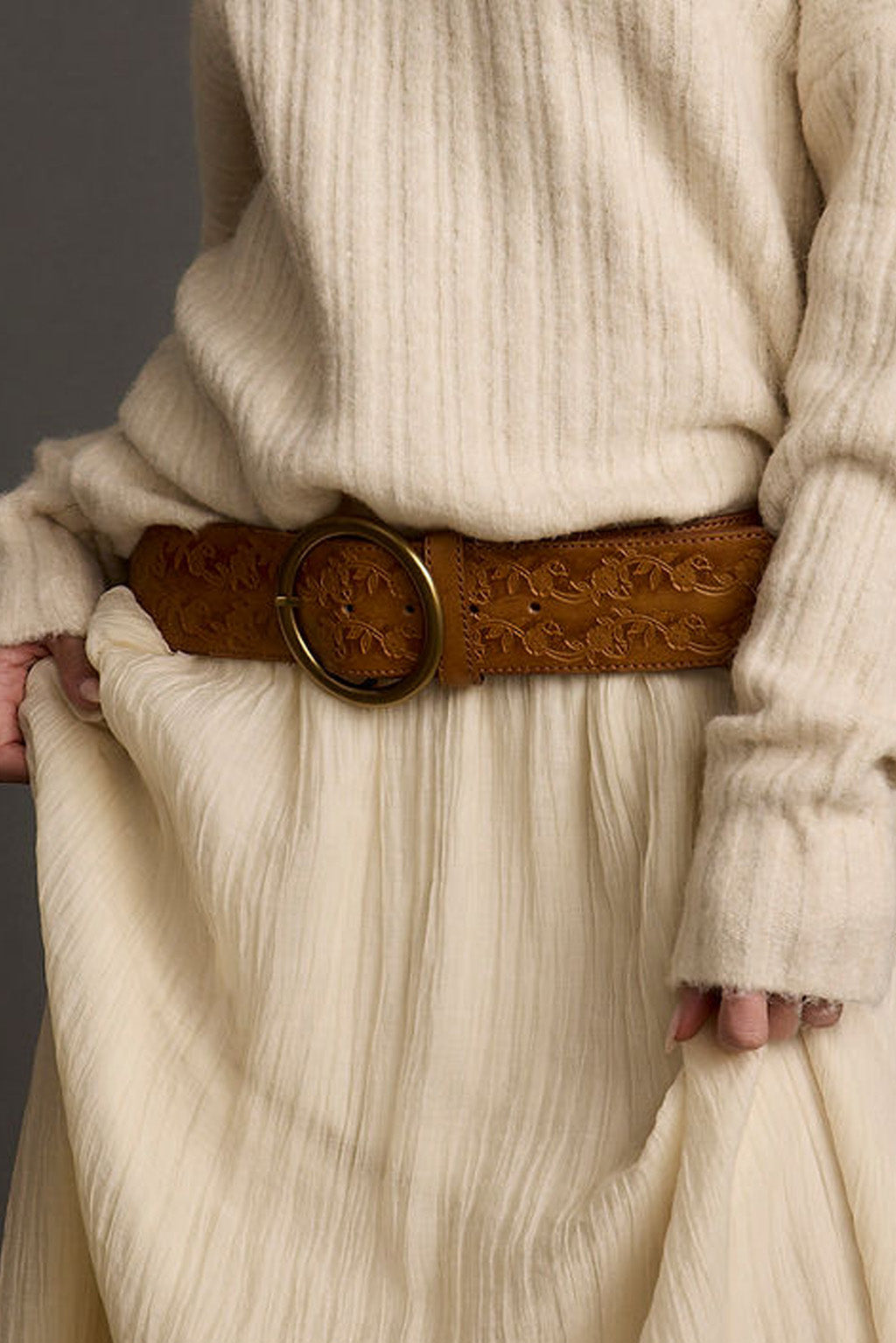 Abbott Light Brown Floral Embossed Belt | 12th Tribe Abbott Light Brown Floral Embossed Belt | 12th Tribe