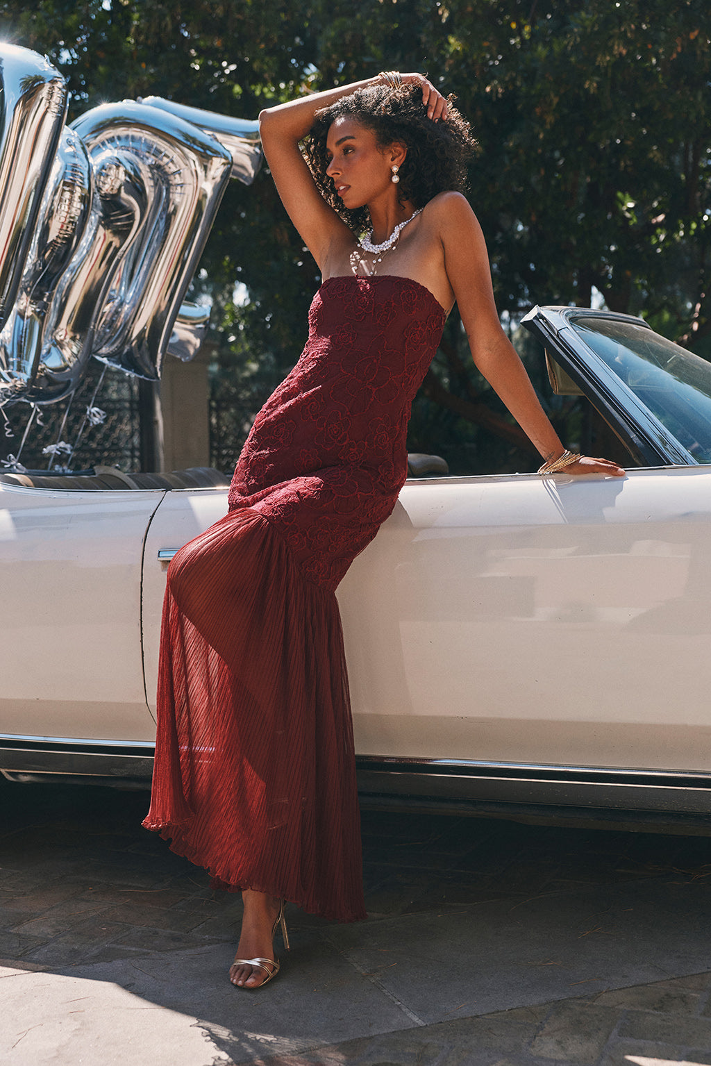 Daylight Mulberry Embroidered Maxi Dress