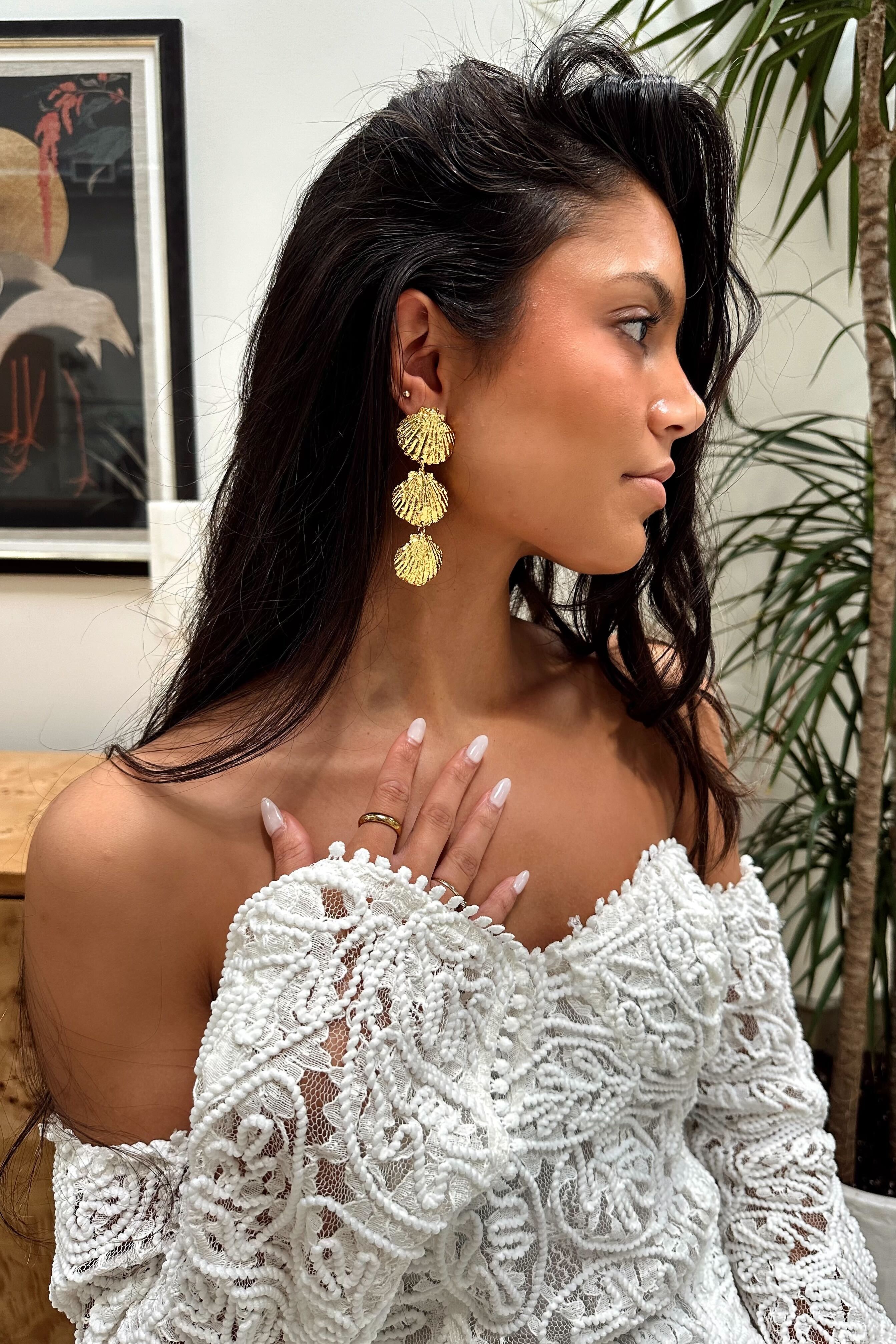 Cove Gold Shell Drop Earrings | 12th Tribe Cove Gold Shell Drop Earrings | 12th Tribe