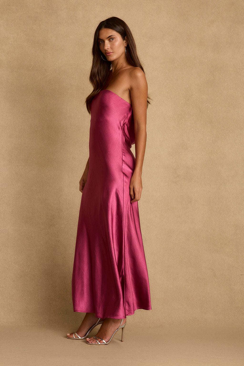 Natalia Fuschia Strapless Maxi Dress - XS Size - Women's Dresses