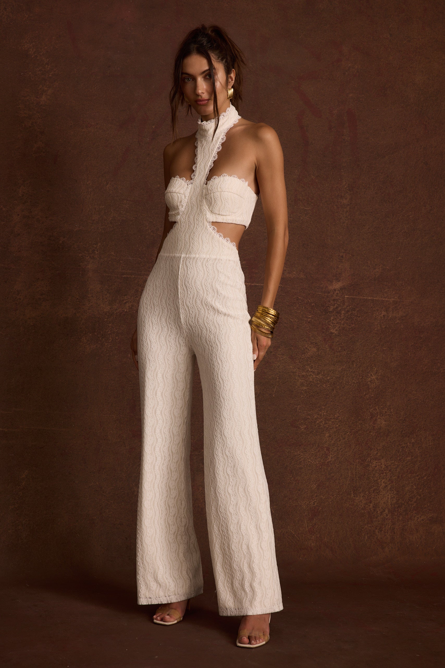 maxi romper dress white Princesa White Lace Jumpsuit - M Size - Women's Jumpsuits