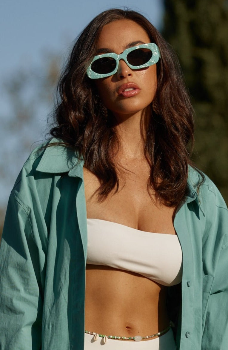 Serpentine Green & White Marble Sunglasses - O/S Size - Women's Sunglasses - 12th Tribe