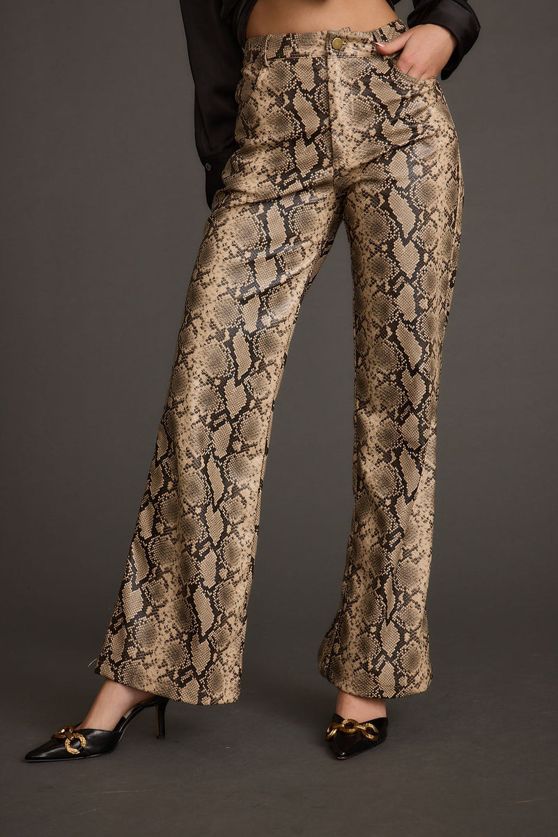 Viper Room Cream Snake Print Vegan Leather Pants – 12th Tribe