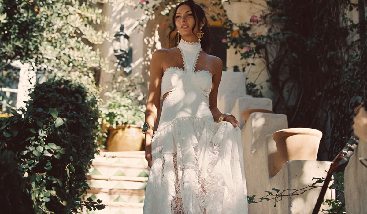 Prosecco White Rosette Frill Maxi Dress