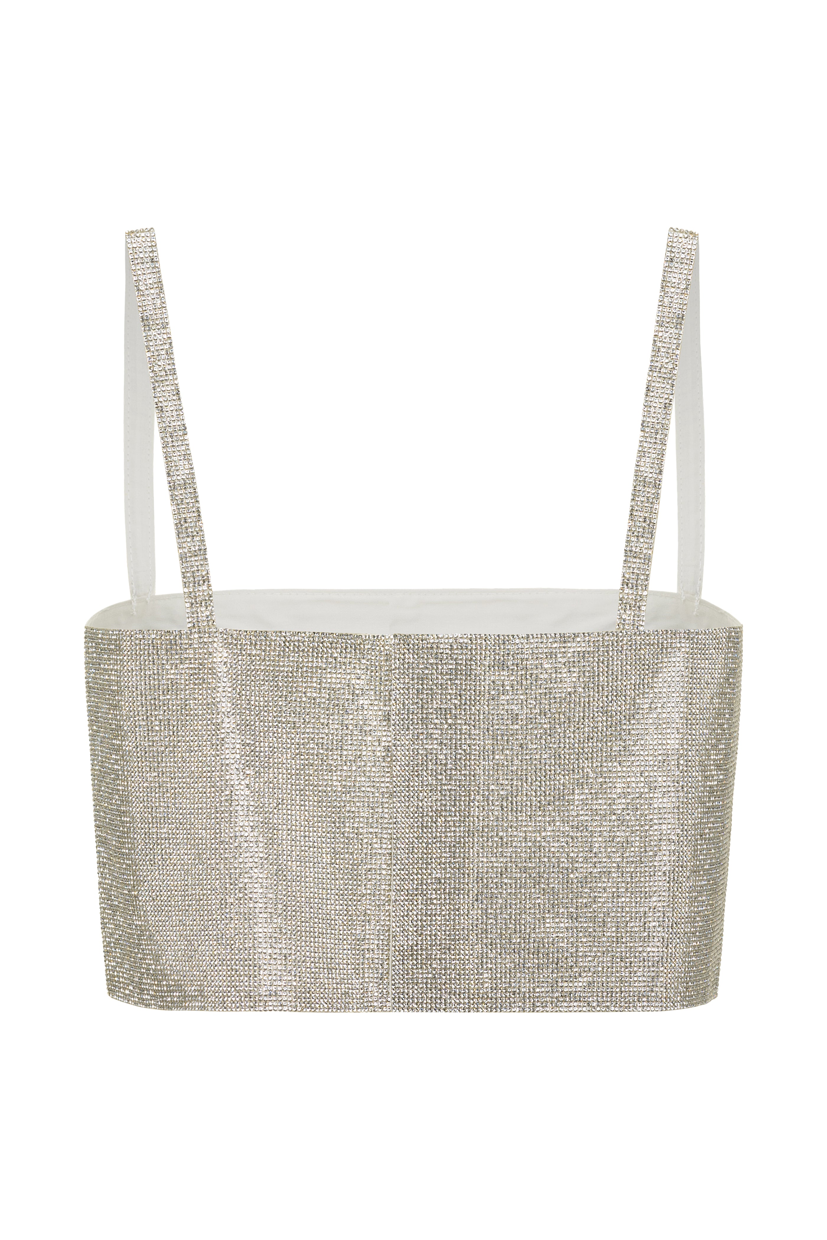 Shira Silver Rhinestone Crop Top