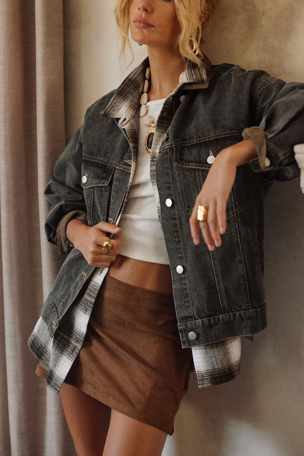 Moxie Cognac Vegan Suede Mini Skirt