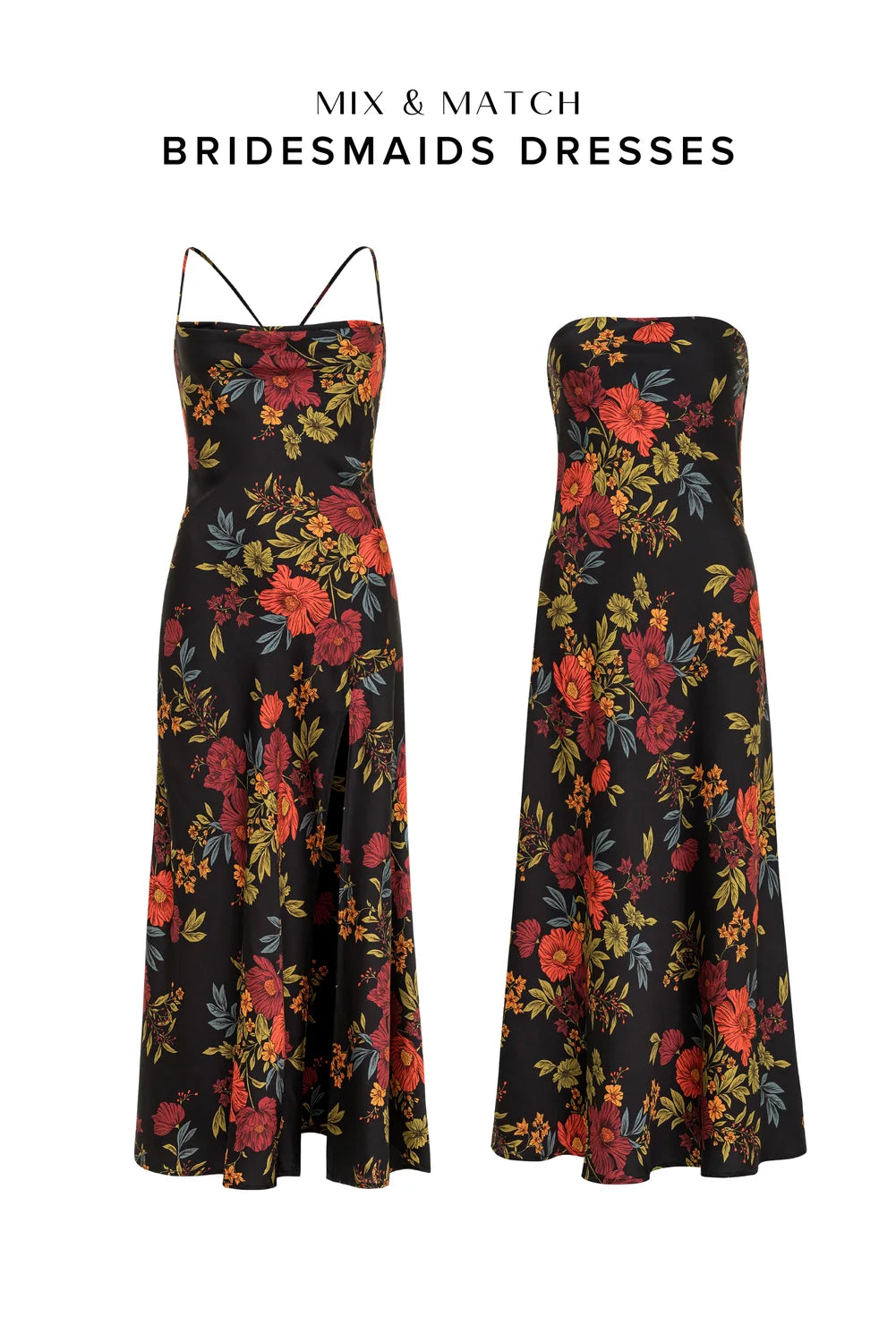 Alternate angle of the black maxi dress highlighting the overall design.