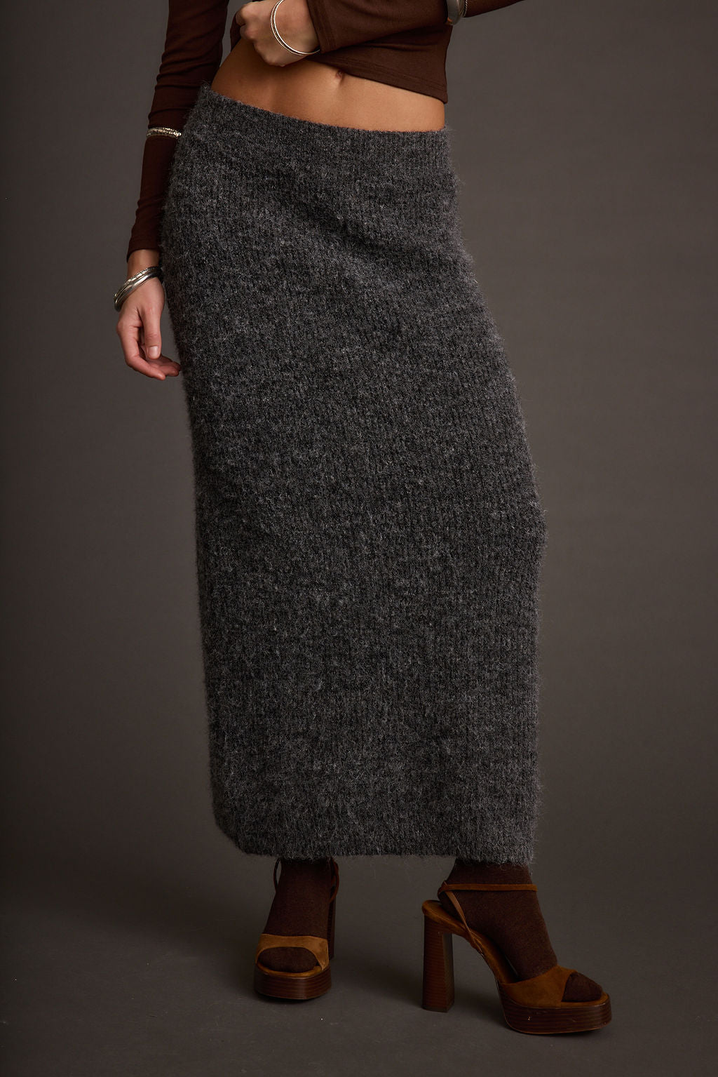 Alpine Charcoal Sweater Maxi Skirt