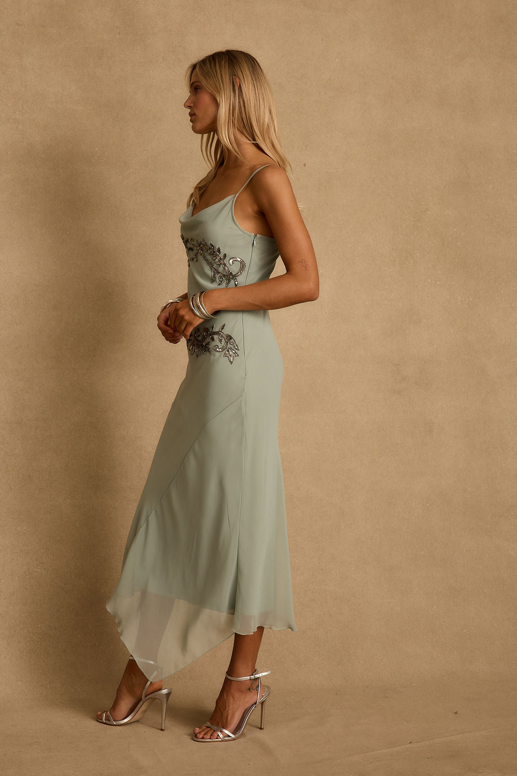 Amelie Blue Embellished Midi Dress