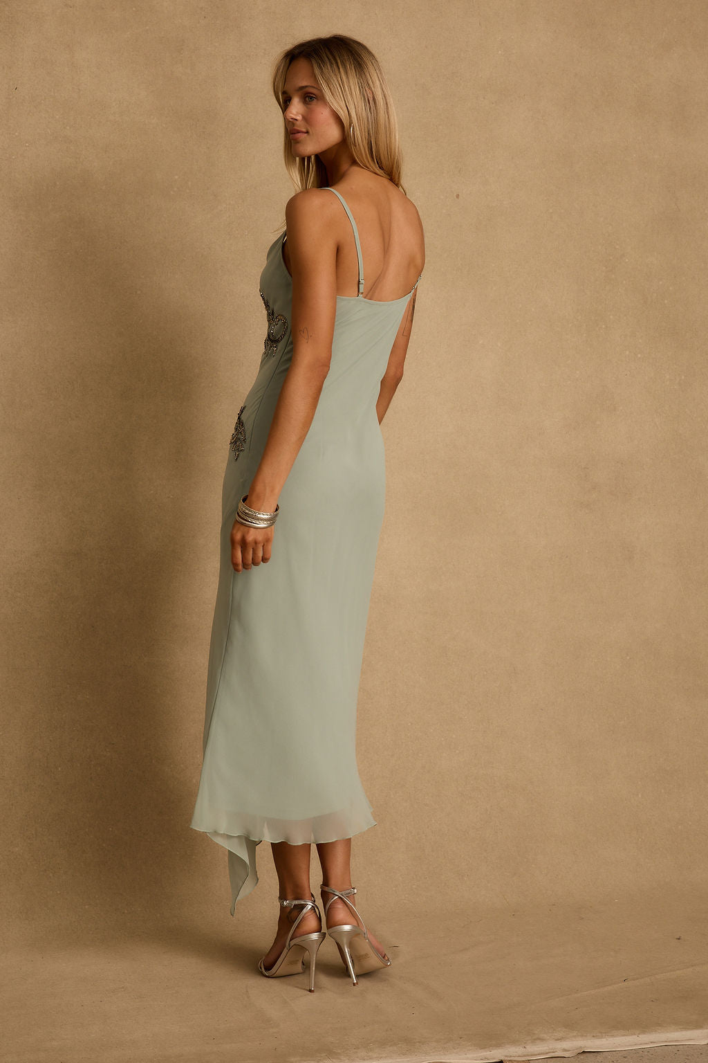 Amelie Blue Embellished Midi Dress