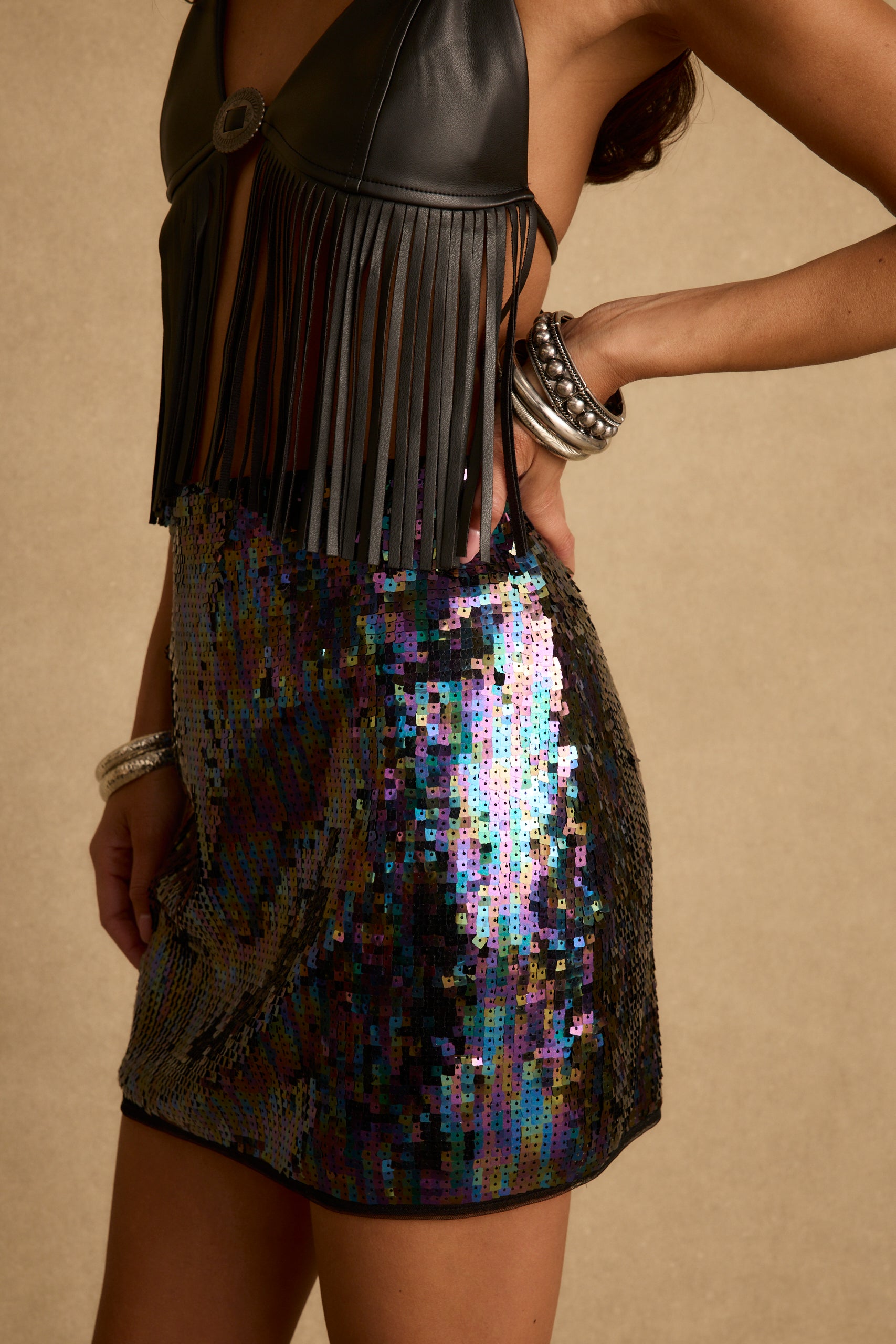 Ari Purple Sequin Mini Skirt