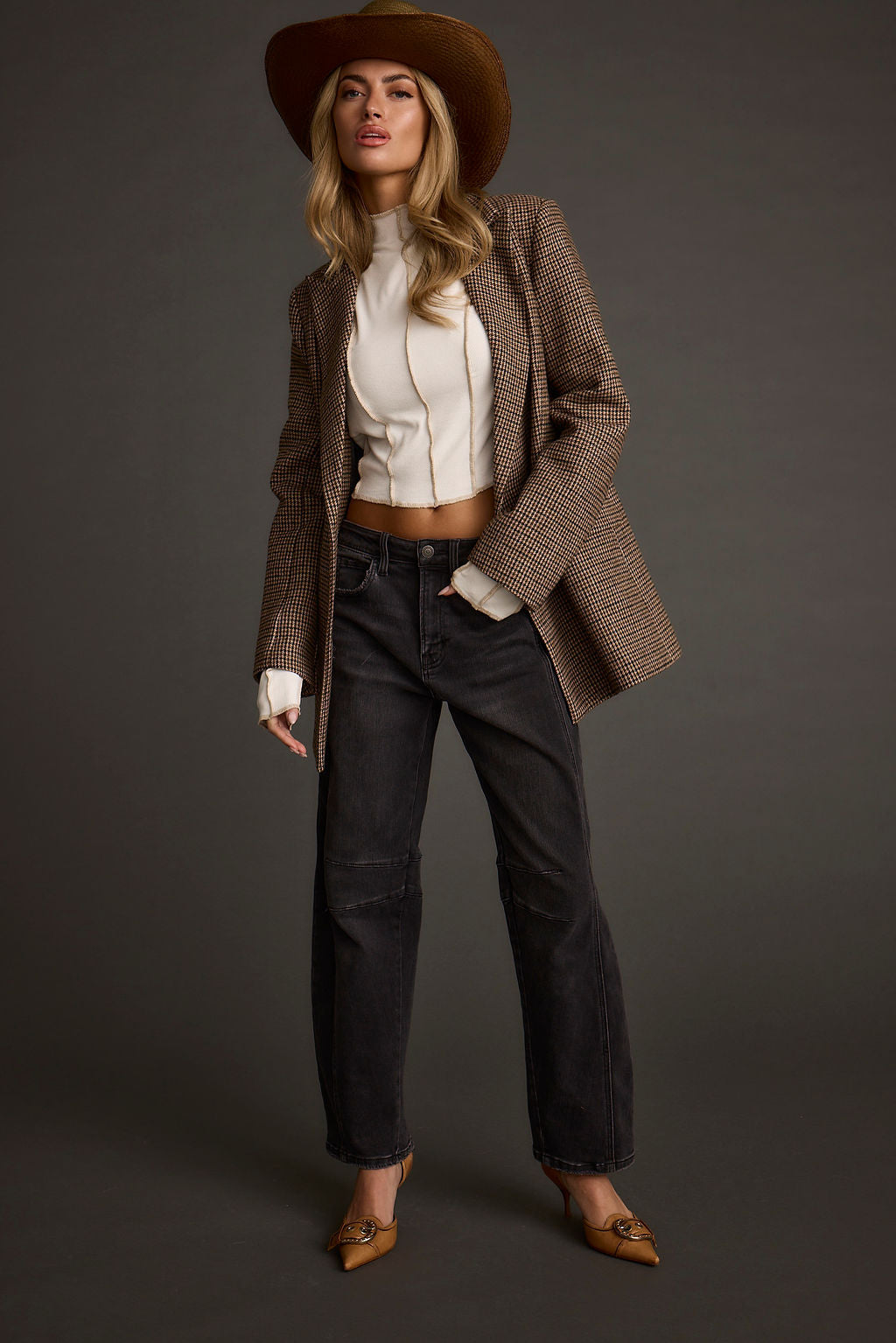 Avalon White Ribbed Long Sleeve Top