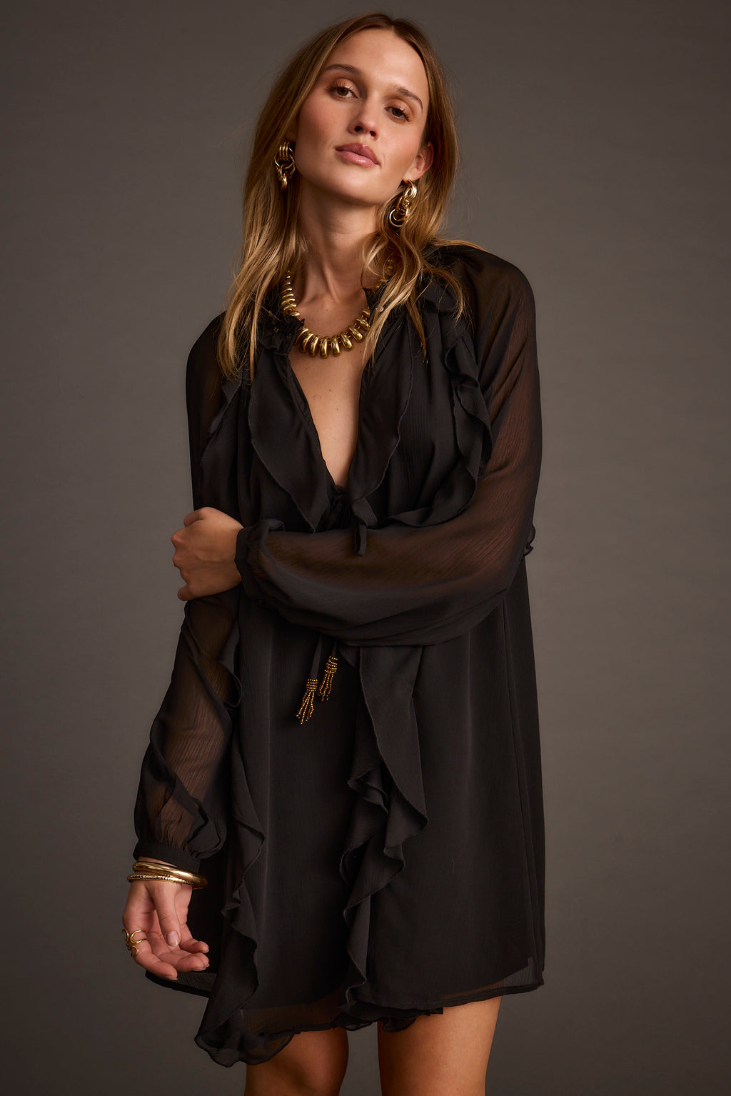 black alice dress Chiffon Mini – 12th Tribe Color:Dark Champagne Mini length Hot Sale-Shirt-0223 ASTRUD | Mermaid wedding