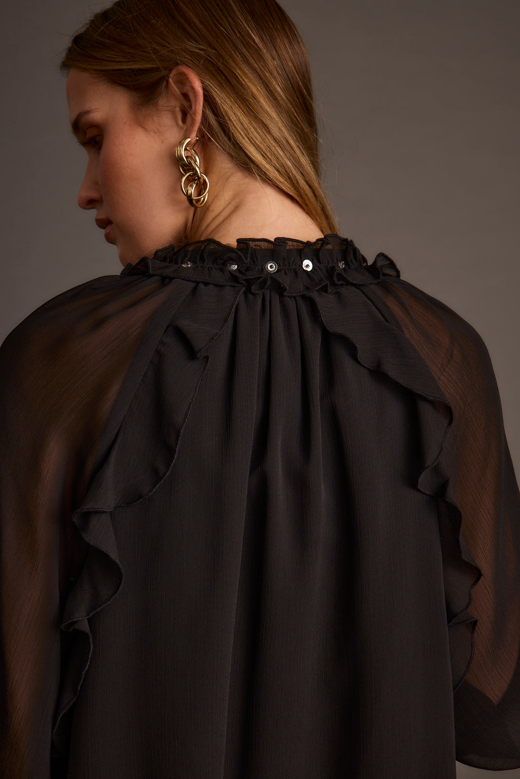 binita mini dress in chiffon black Binita Mini Dress in Chiffon Black