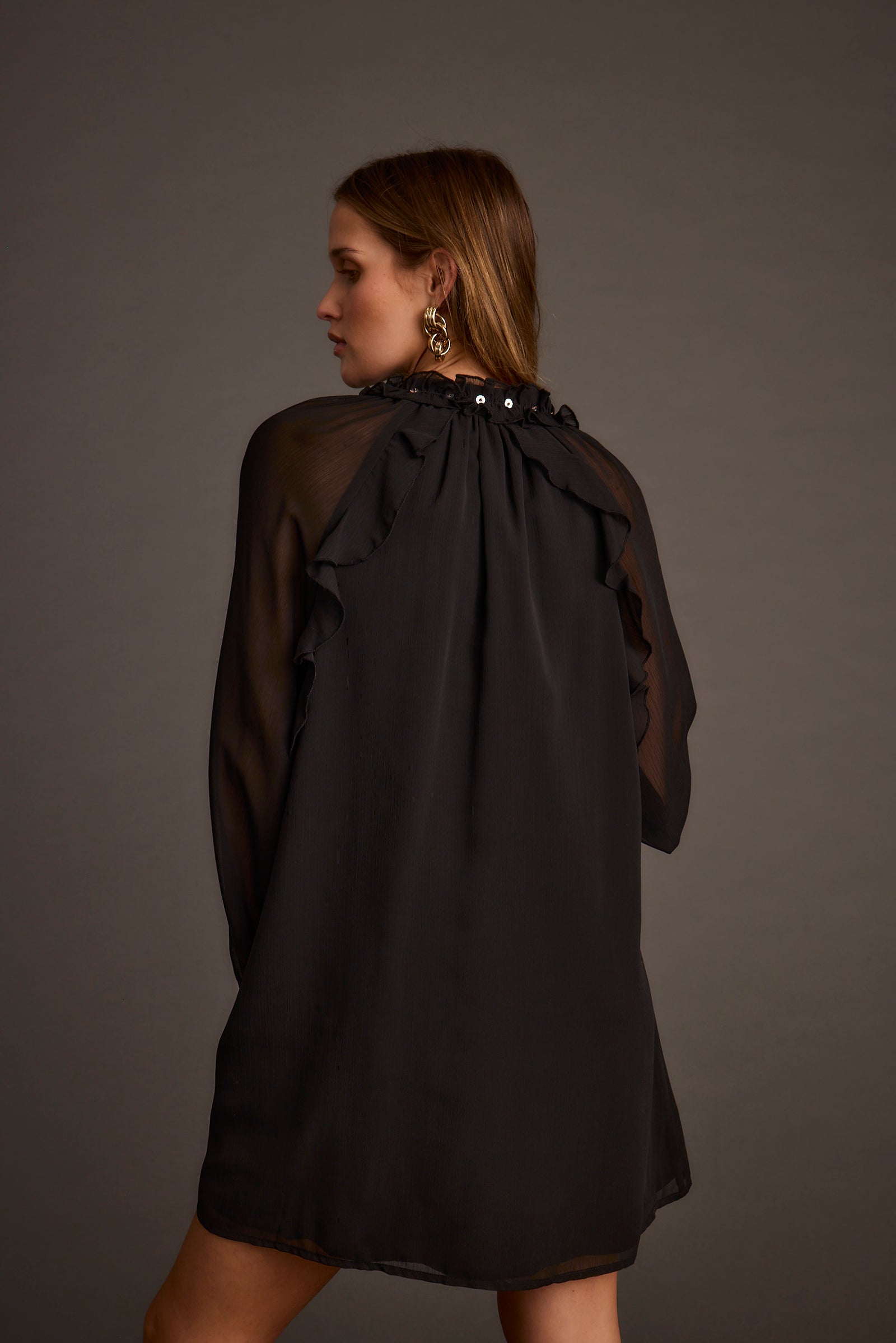 Alice Black Chiffon Mini Dress – 12th Tribe