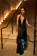 Alondra Black Plunge Maxi Dress