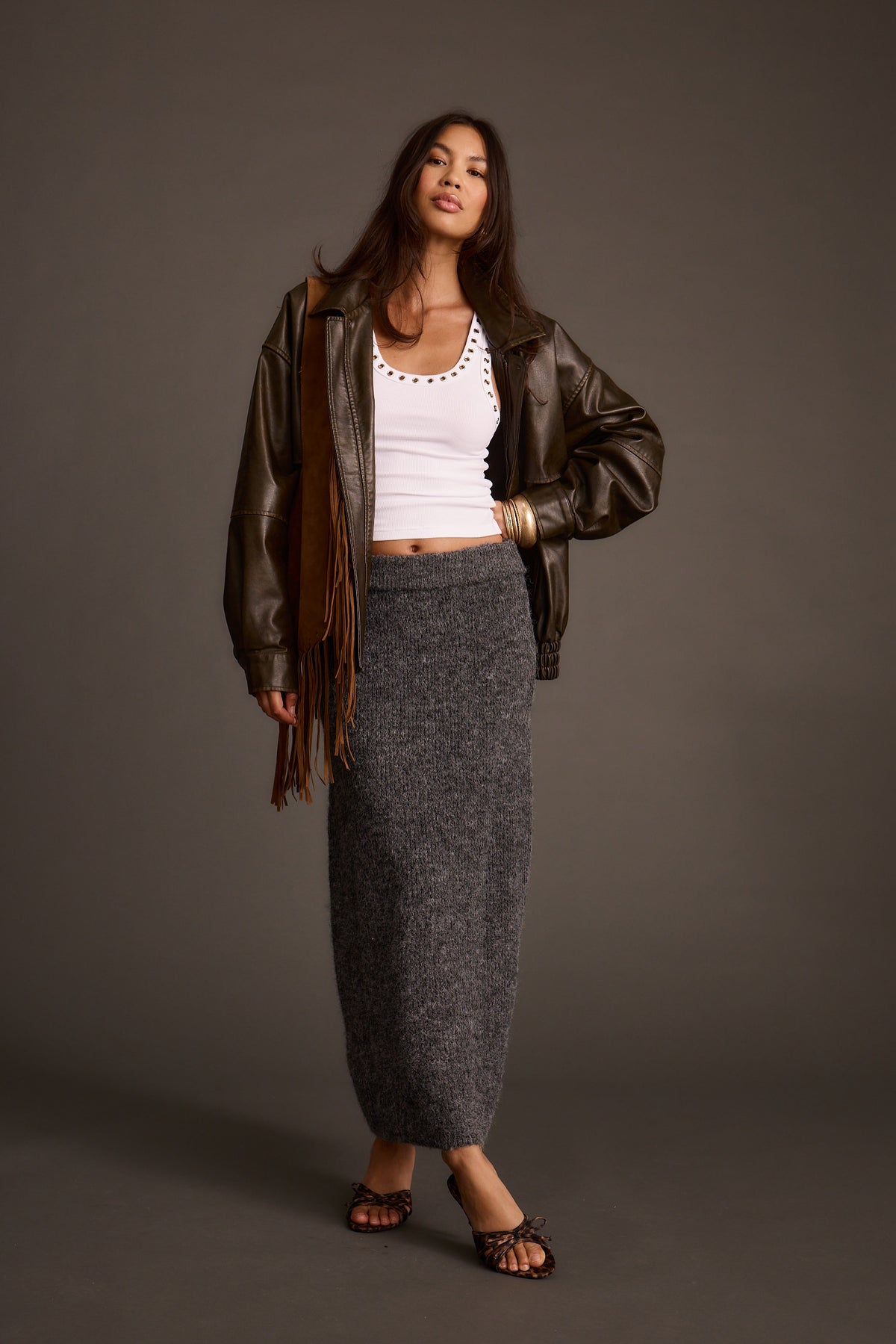 Alpine Charcoal Sweater Maxi Skirt