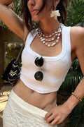 Althea White Scoop Neck Crop Top