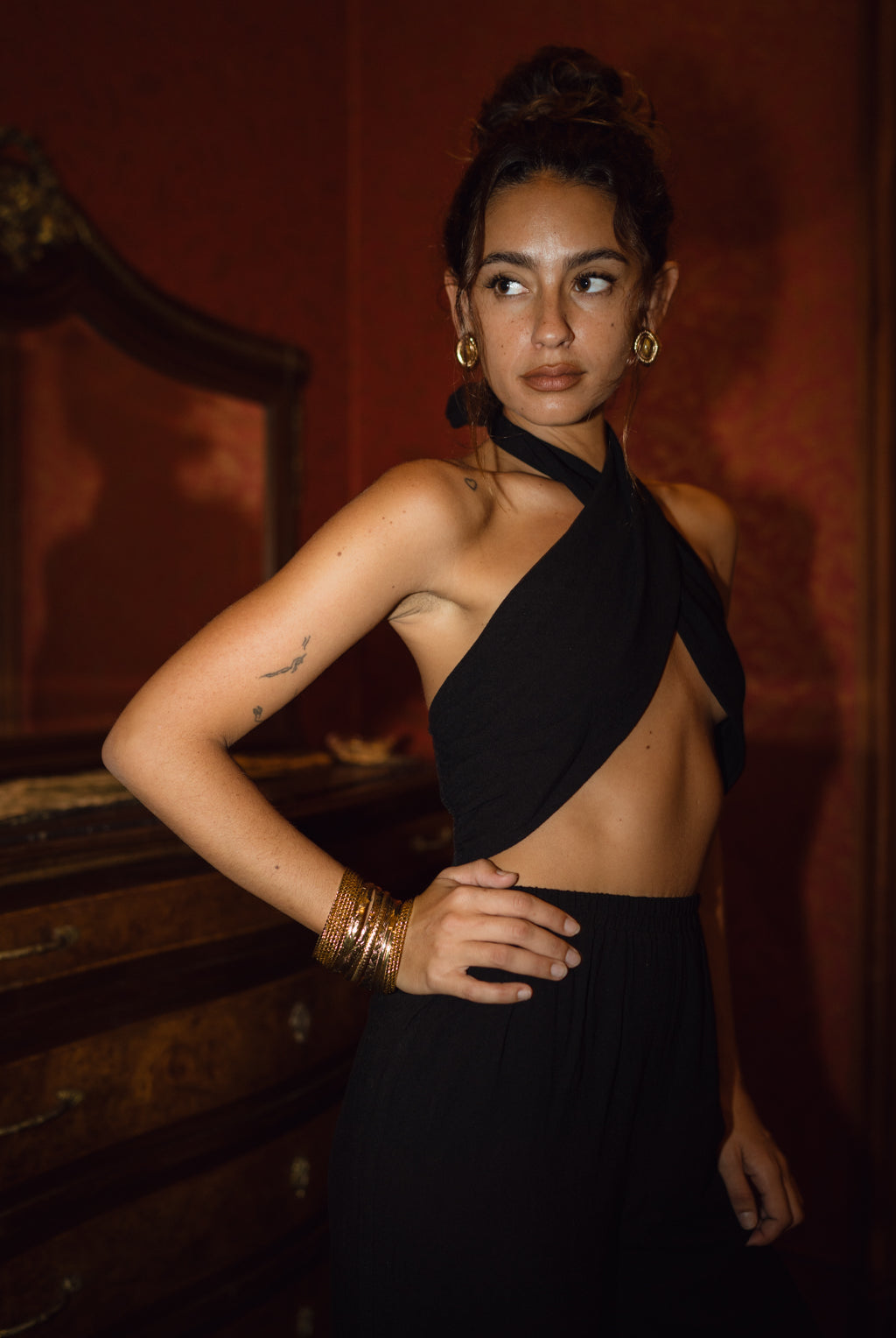 Cubana Rust Satin Bandeau Top