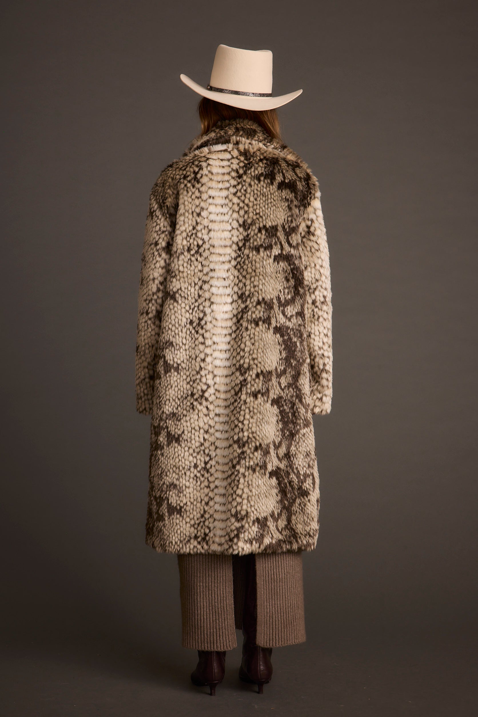 Vivienne Grey Snake Faux Fur Jacket