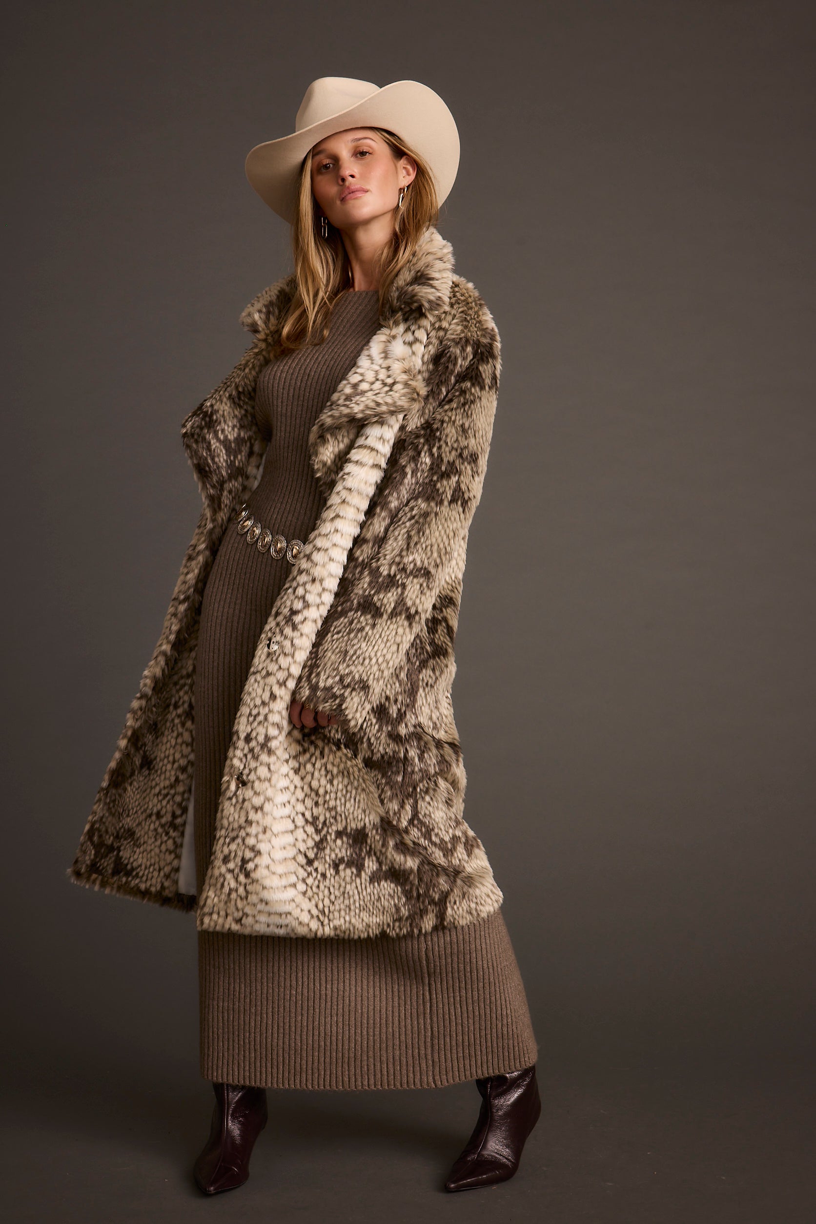 Vivienne Grey Snake Faux Fur Jacket