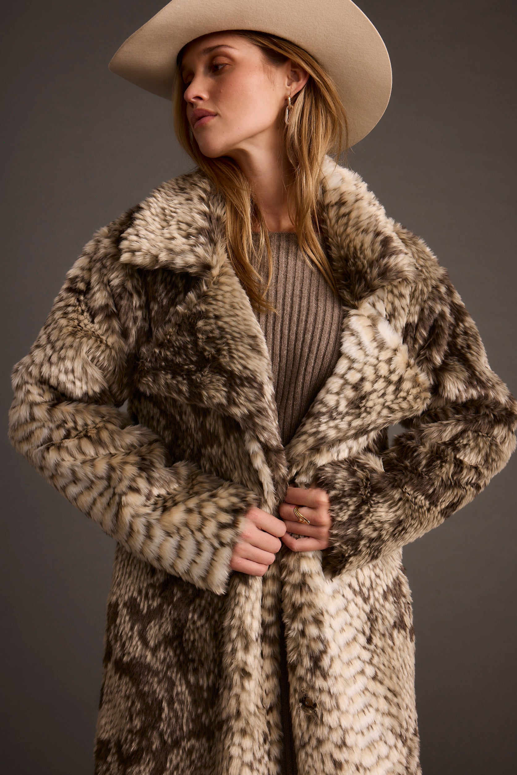 Vivienne Grey Snake Faux Fur Jacket