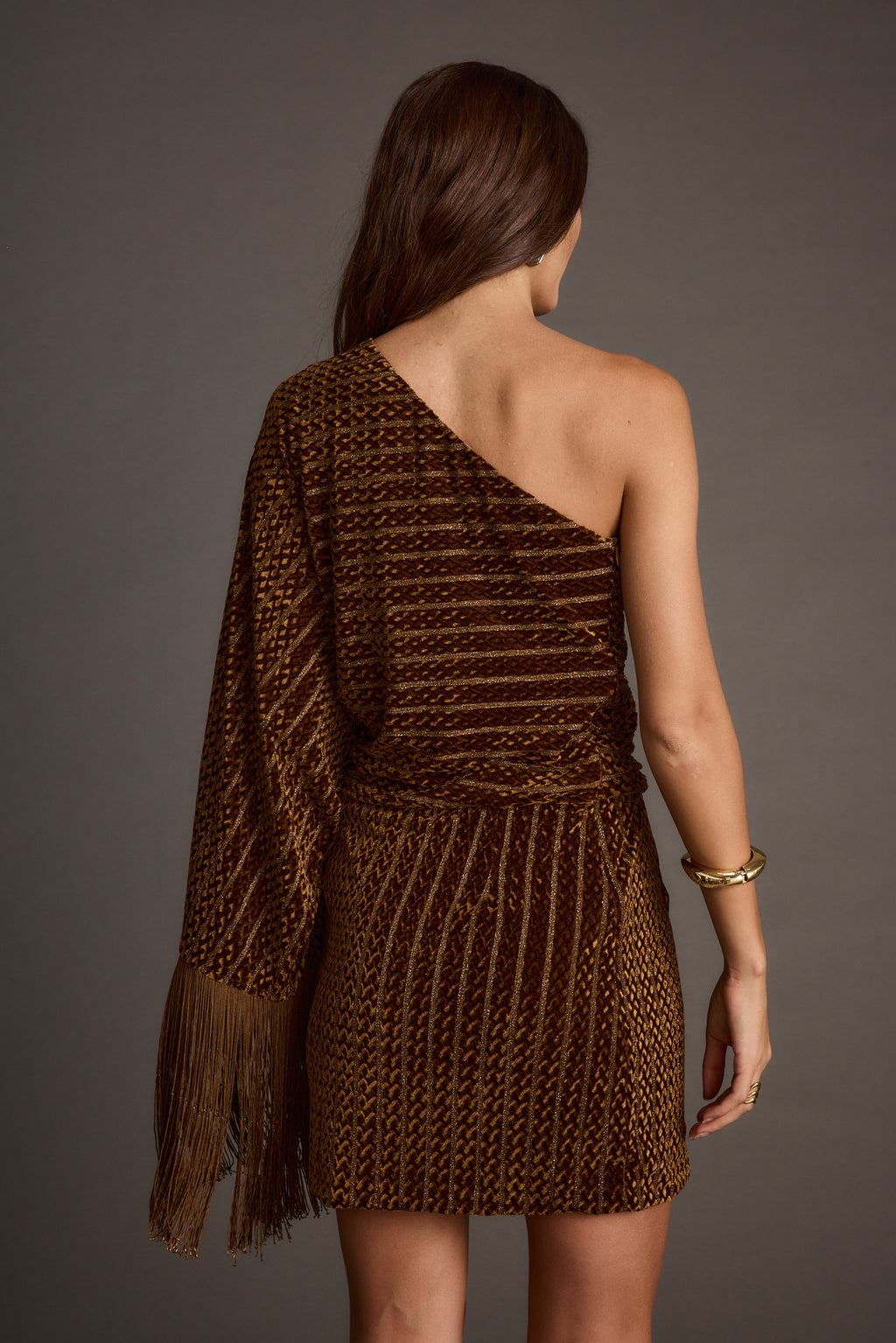 Women's Cognac Velvet Mini Dress | 12th Tribe
