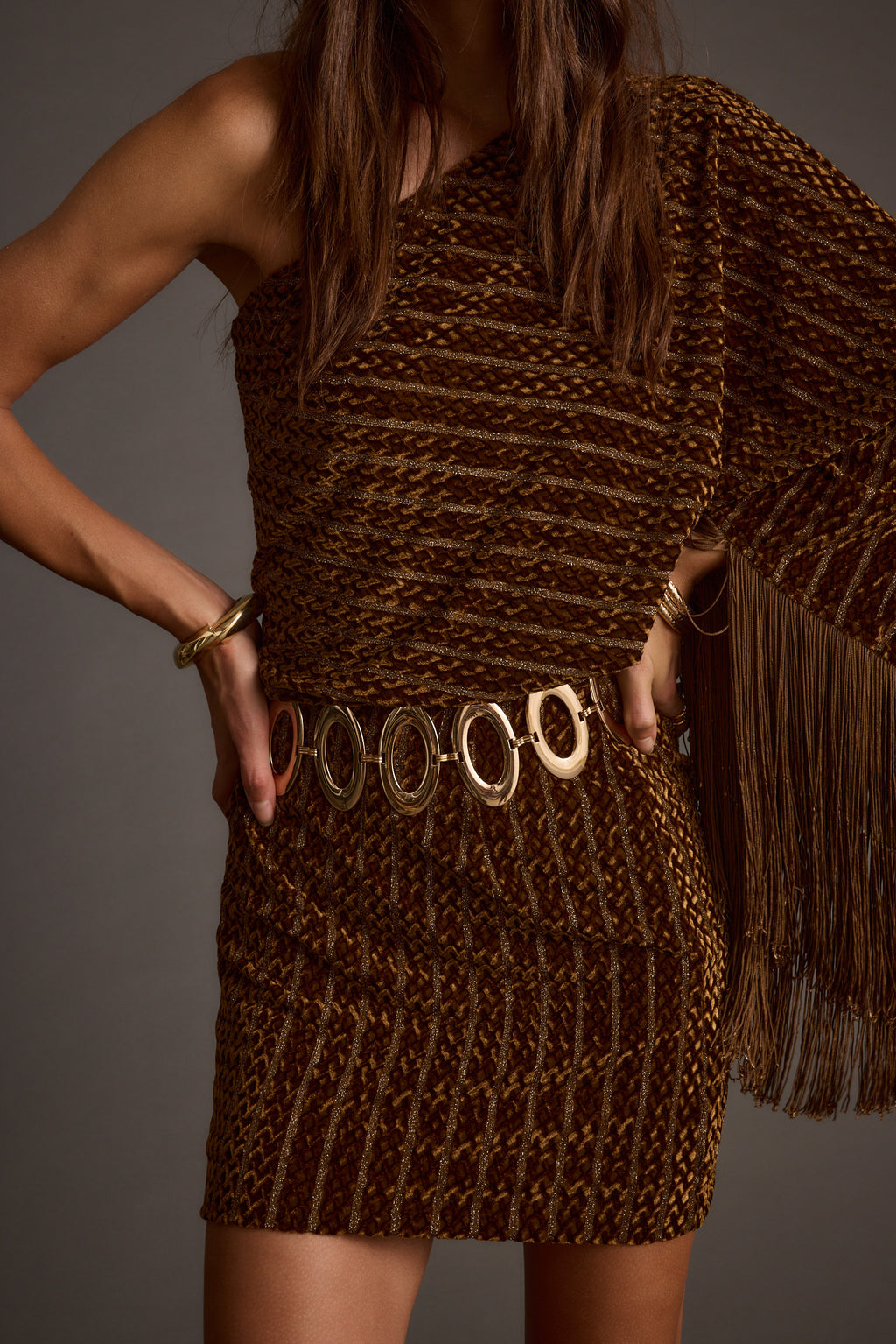Women's Cognac Velvet Mini Dress