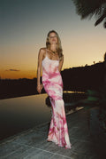 Amora Pink Floral Mesh Maxi Dress