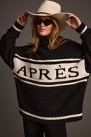 Apres Black and White Turtleneck Sweater