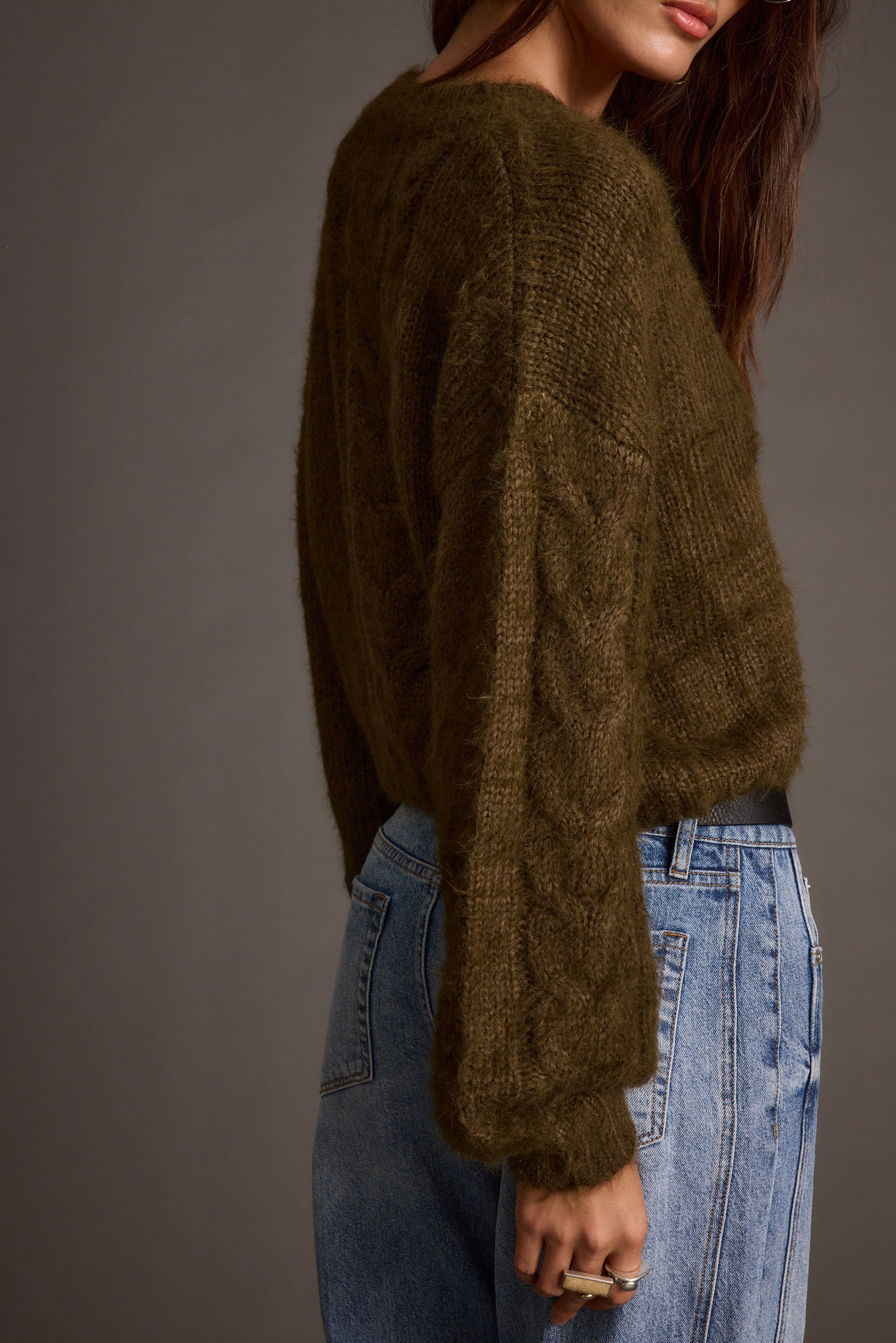 Archie Olive Cropped Cardigan