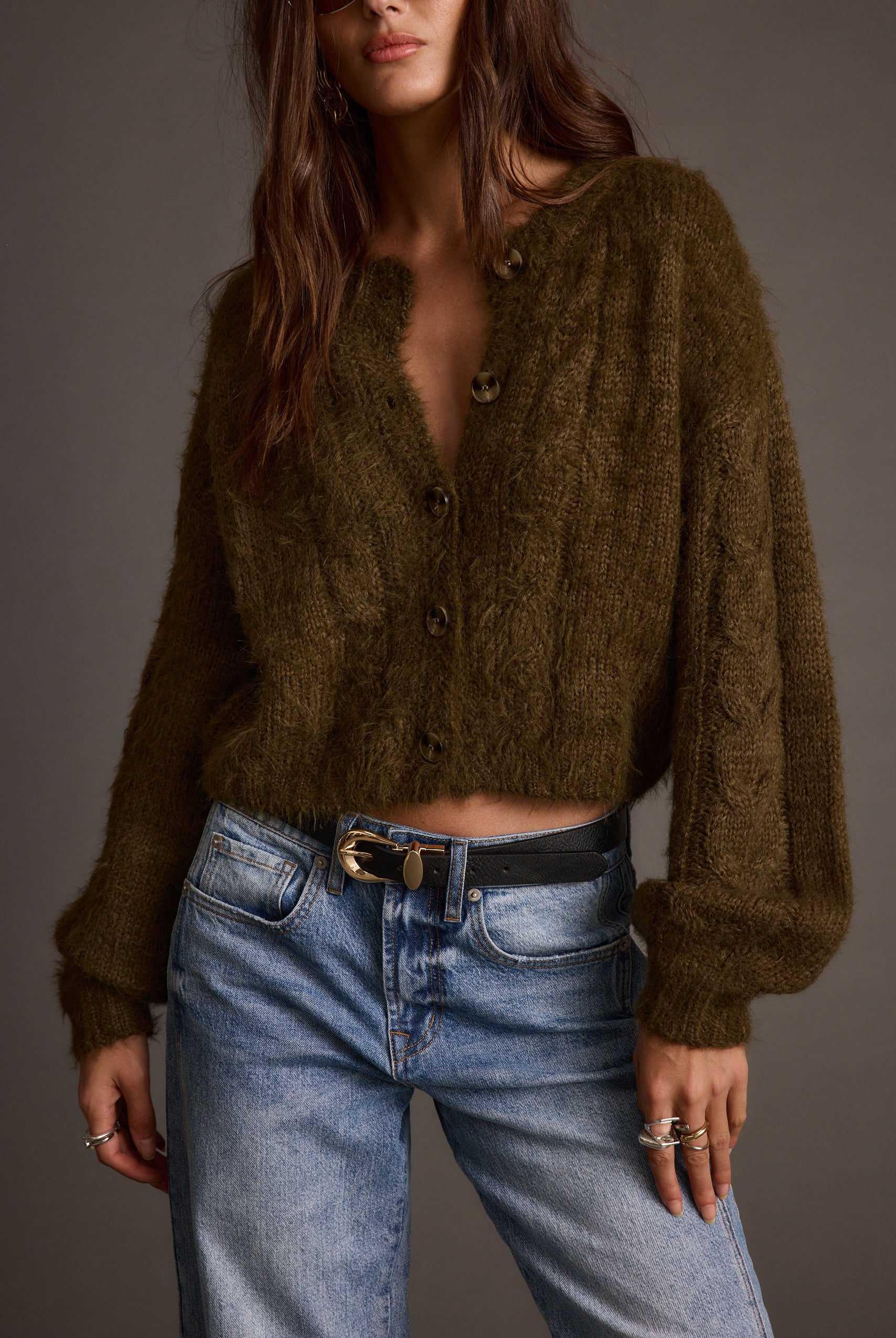 Archie Rust Cropped Cardigan