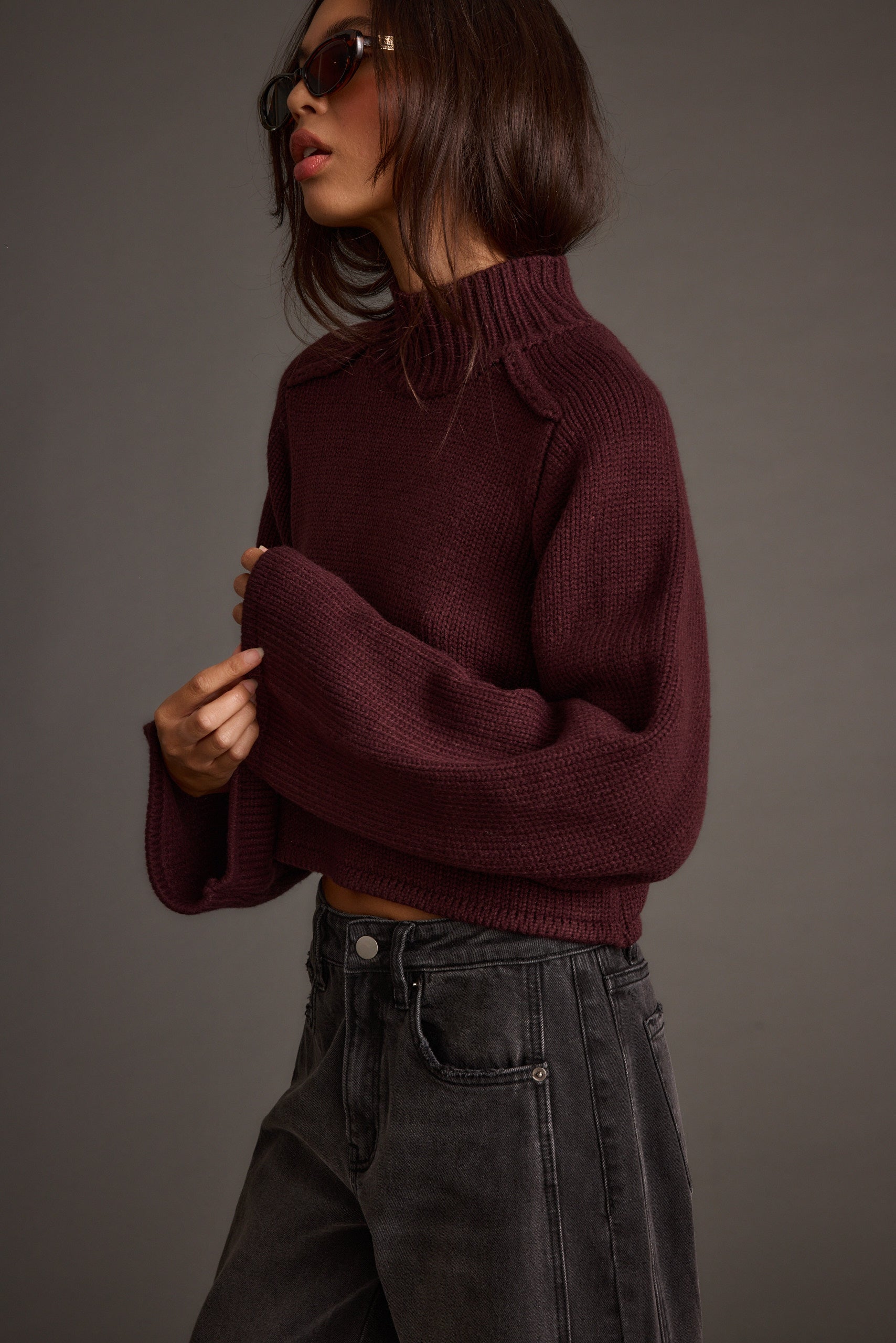 Arden Plum Cropped Sweater