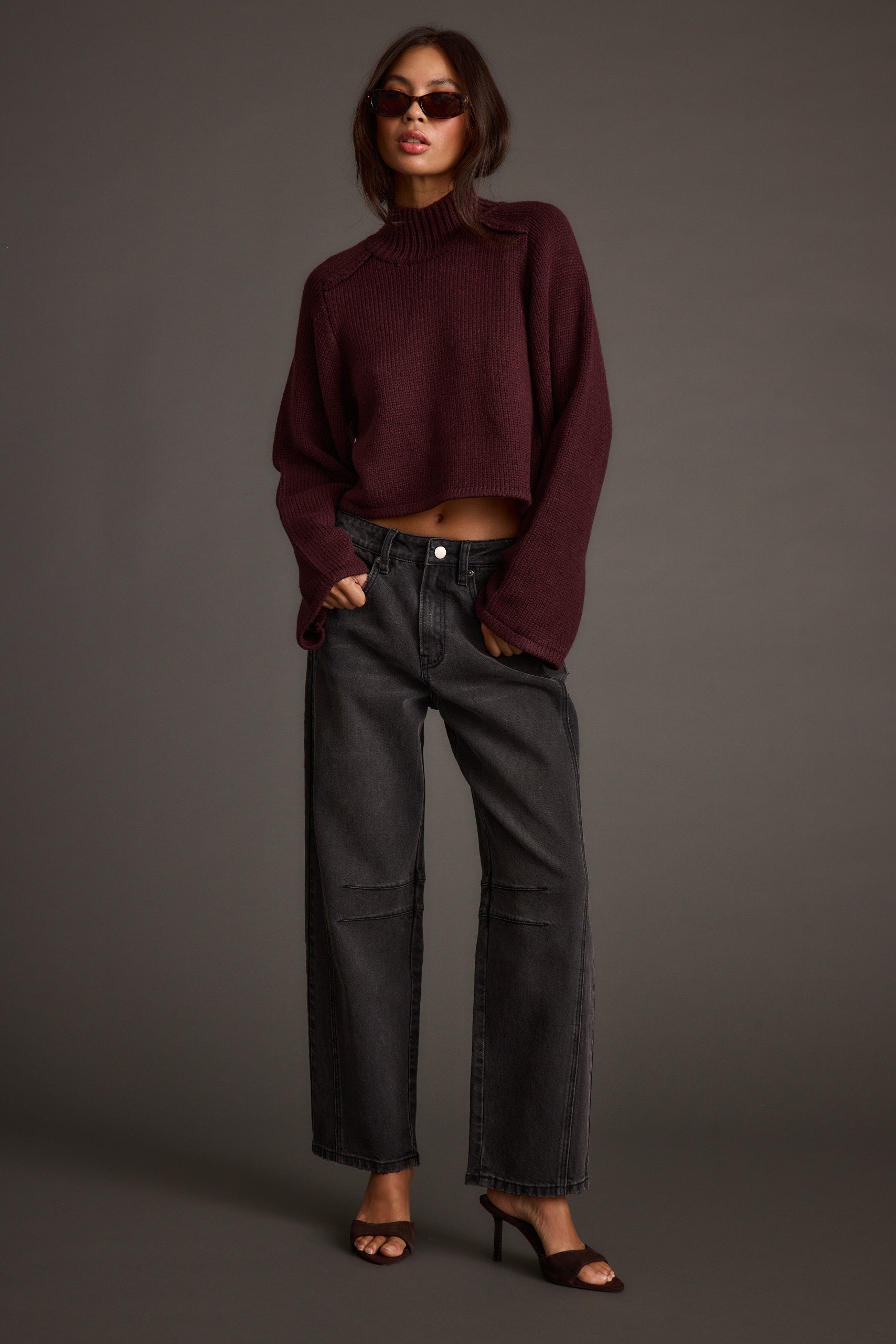 Arden Plum Cropped Sweater