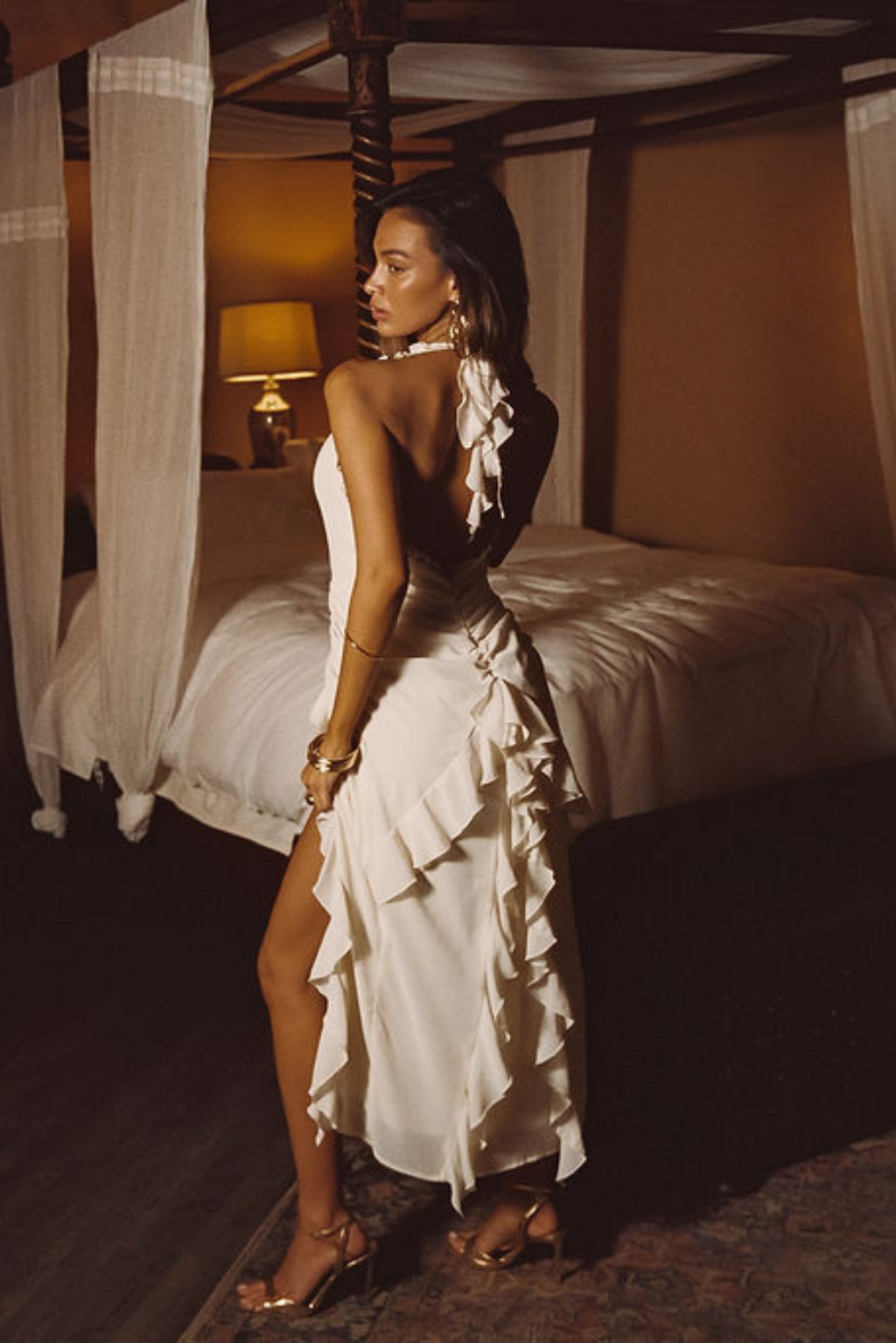 Aria Cream Halter Maxi Dress