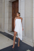 Ashlyn White Asymmetrical Midi Dress