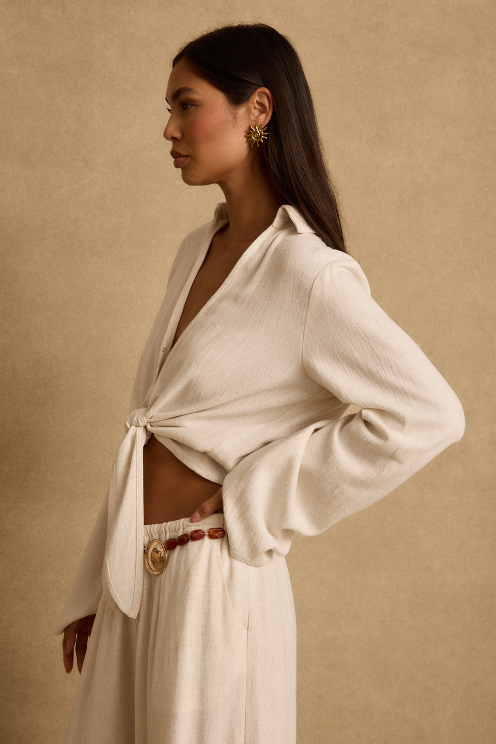 Augusta Natural Linen Top | 12th Tribe