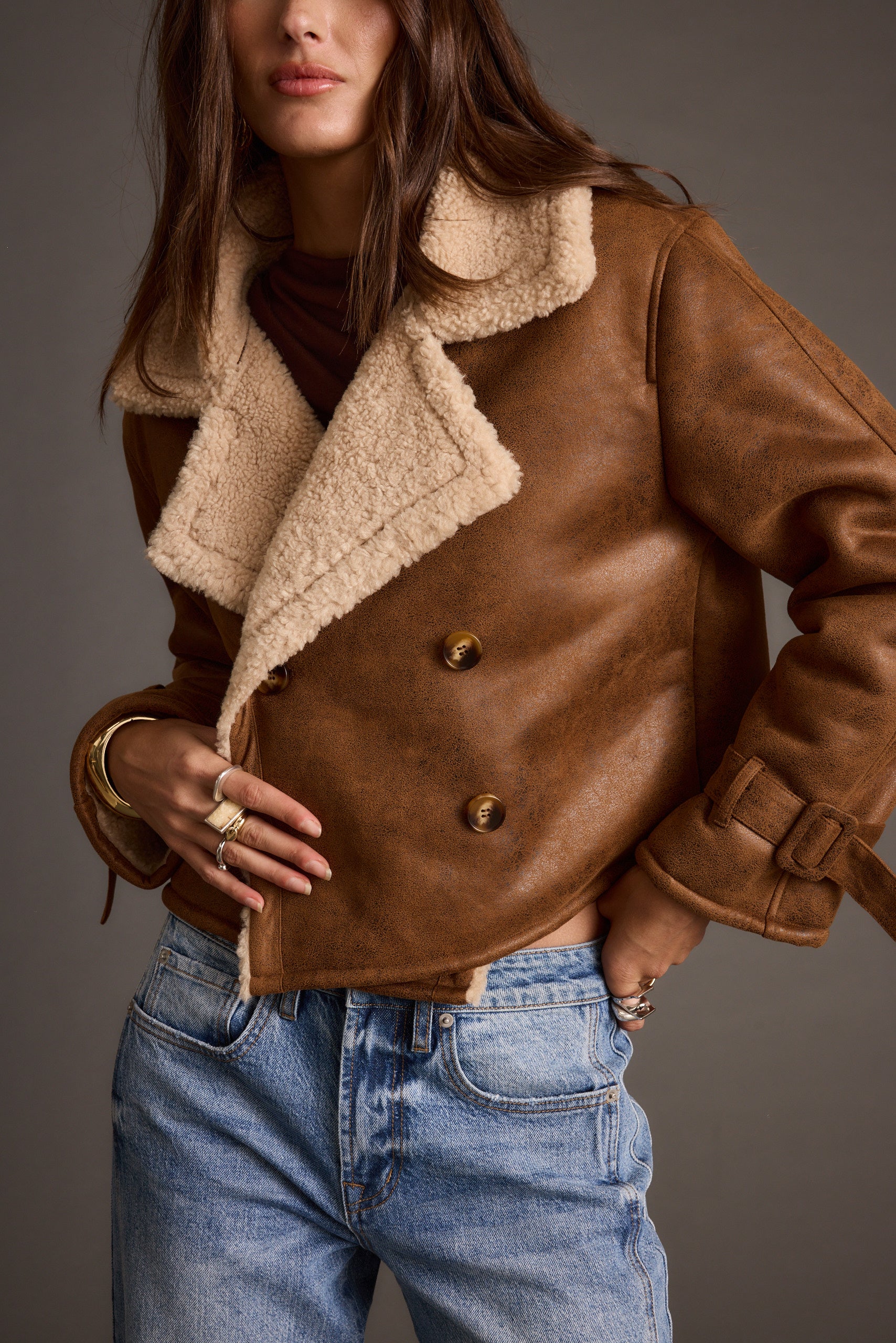 Avery Vintage Wash Sherling Coat