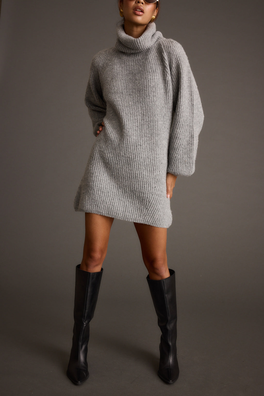 Women's Grey Turtleneck Dress | 12th Tribe Women's Grey Turtleneck Dress | 12th Tribe