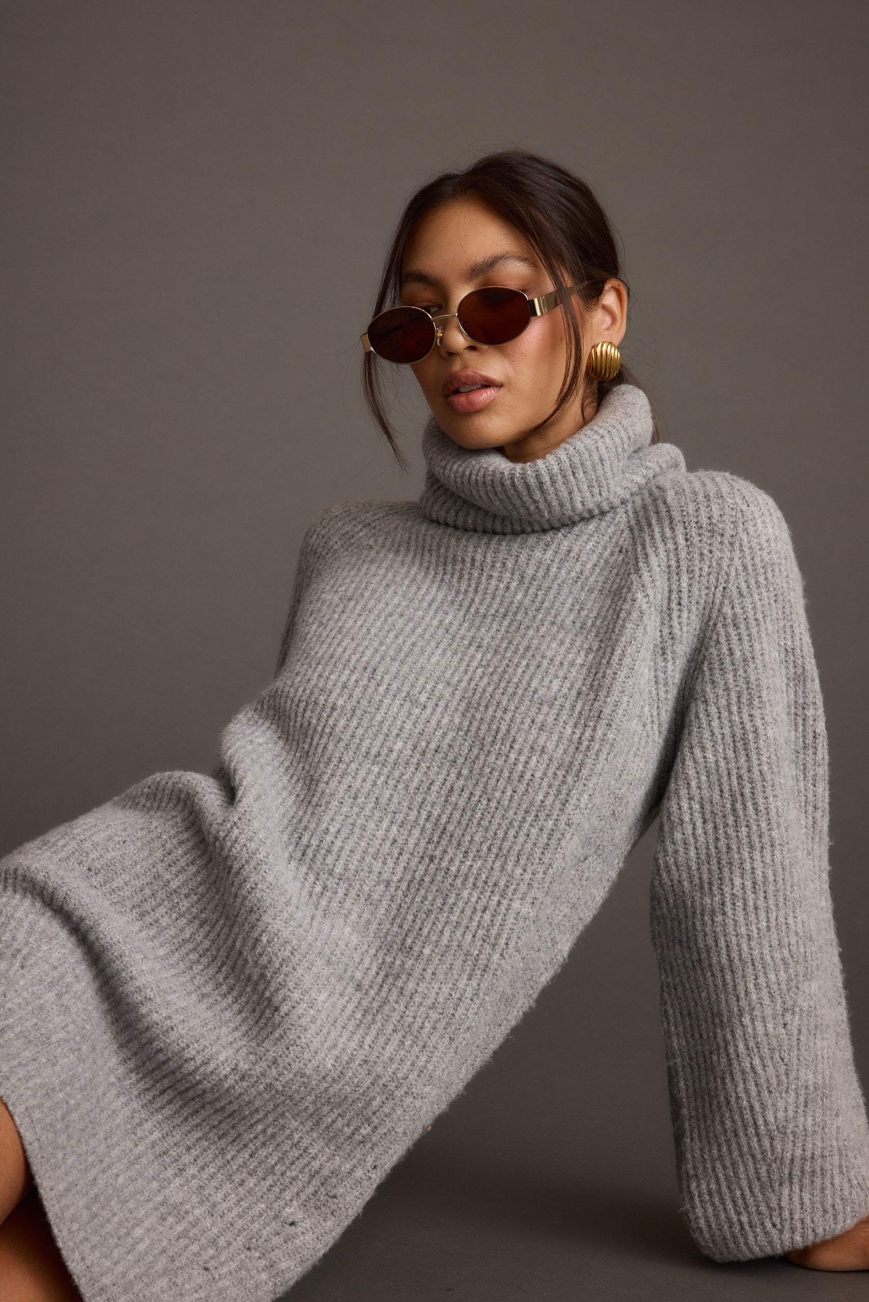 Women's Grey Turtleneck Dress | 12th Tribe Women's Grey Turtleneck Dress | 12th Tribe