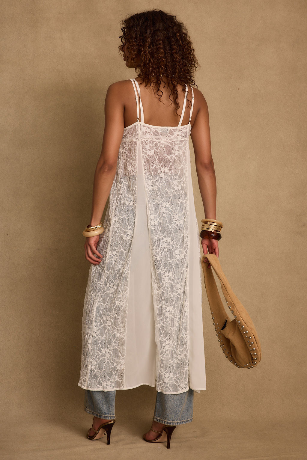 Blanca White Lace Longline Tank