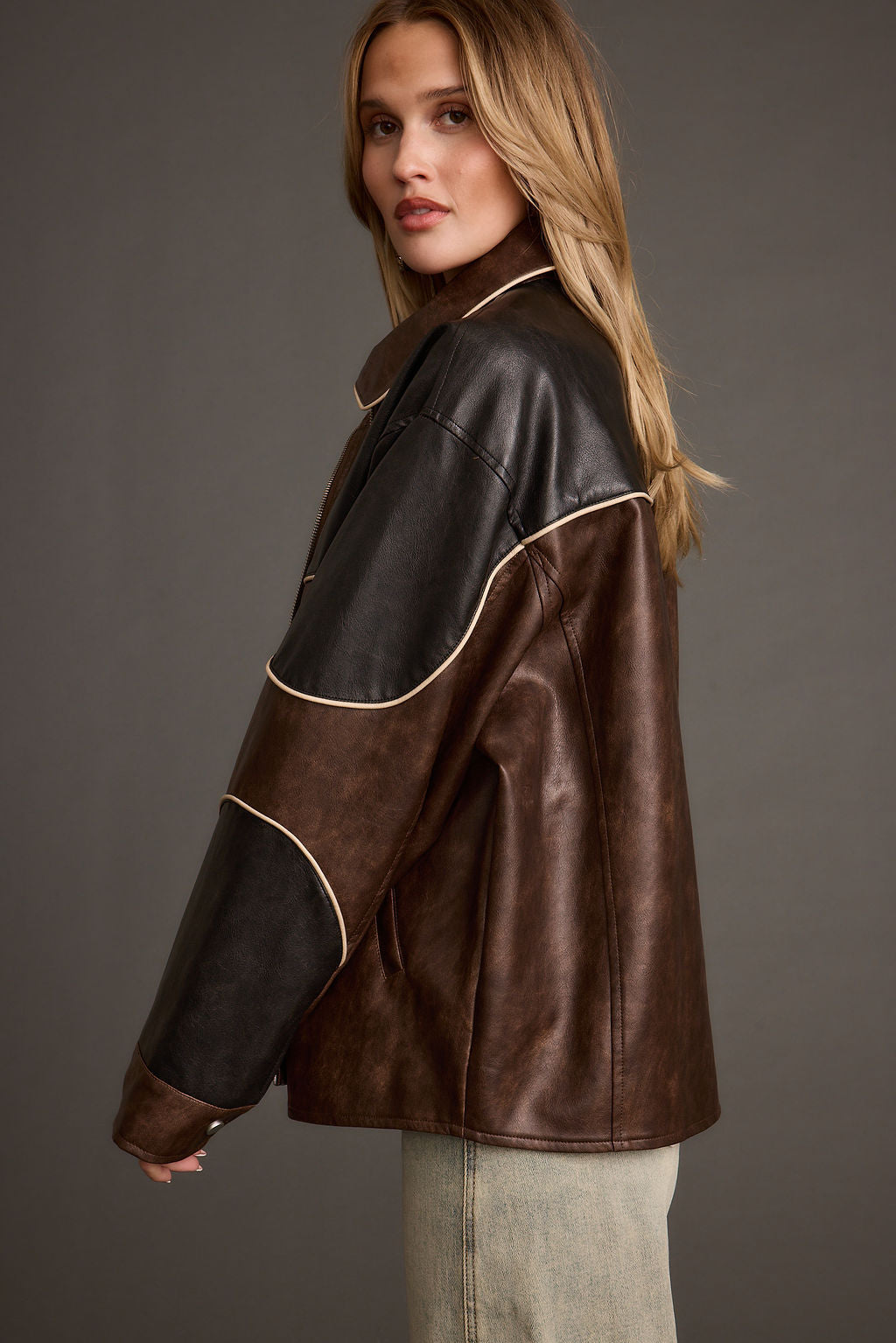 Bono Colorblock Vegan Leather Jacket