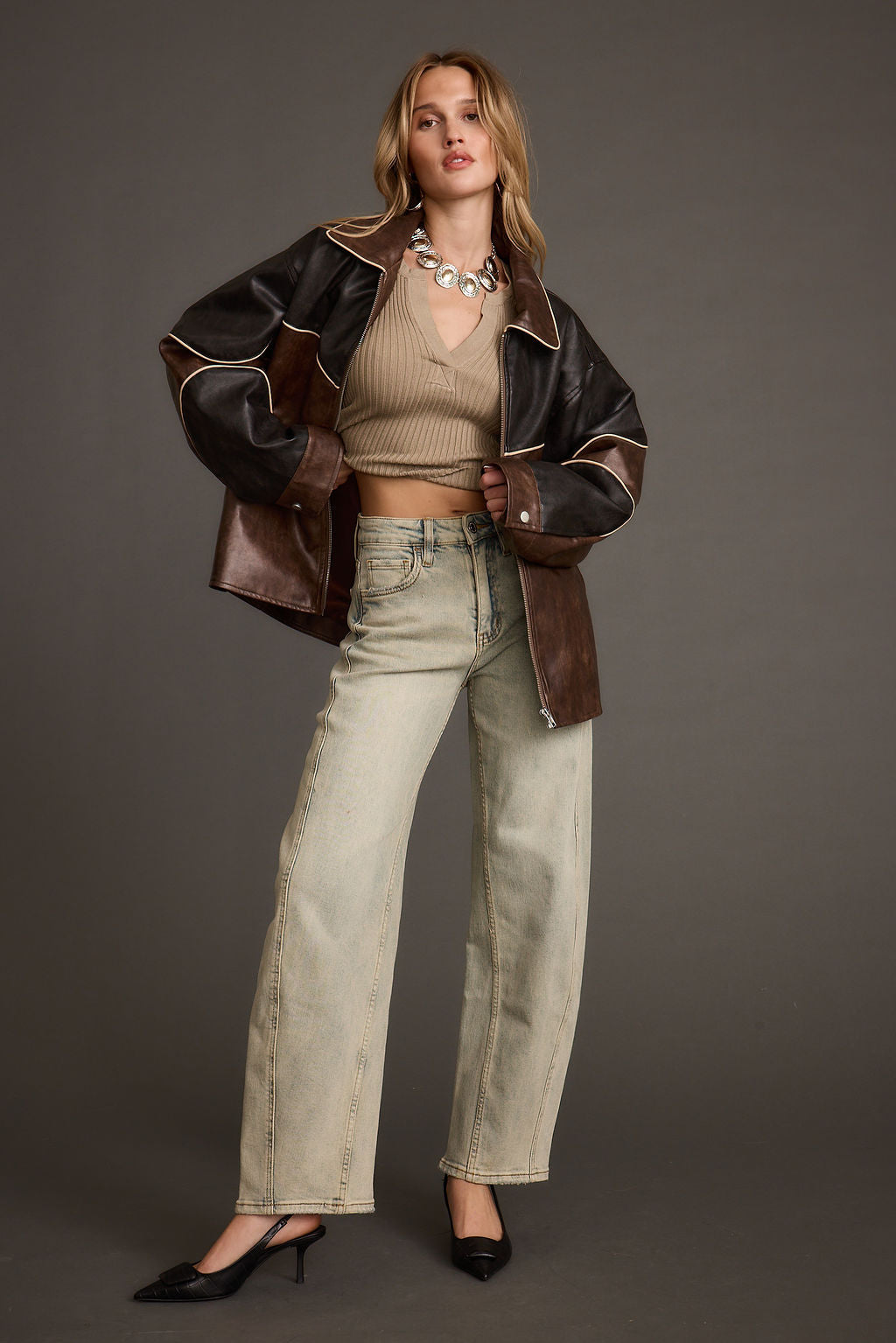 Bono Colorblock Vegan Leather Jacket