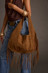 Brissa Fringe Faux Suede Bag