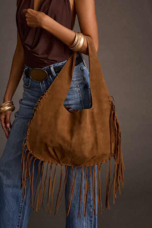 Brissa Fringe Faux Suede Bag