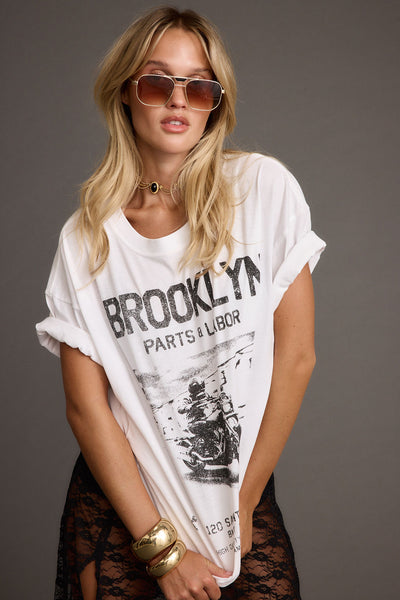 Brooklyn White Graphic Boyfriend Tee – 12th Tribe