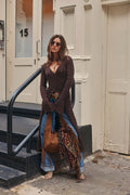 Nicoletta Espresso Knit Longline Top