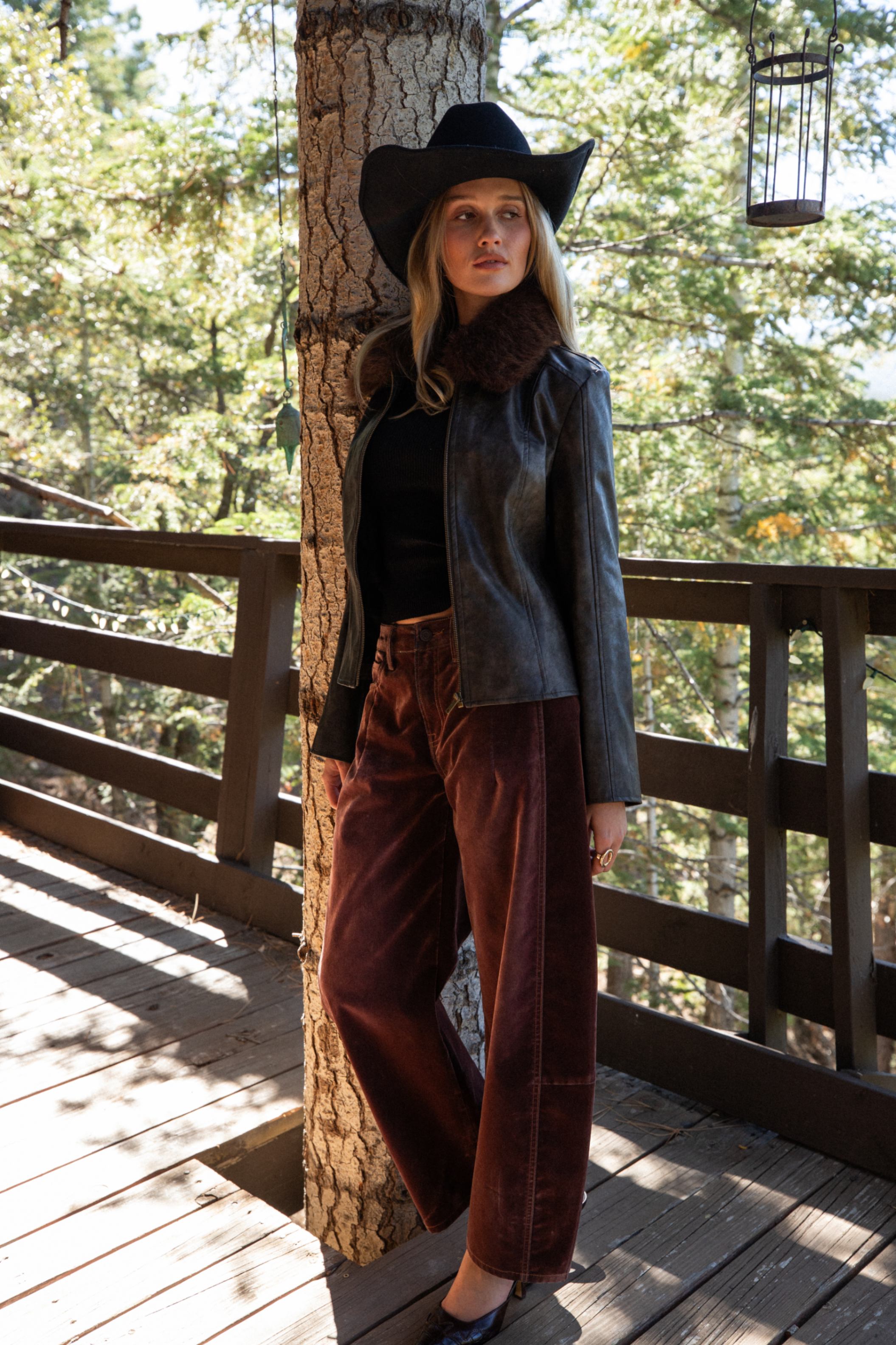 Gracyn Mulberry Velveteen Barrel Pants