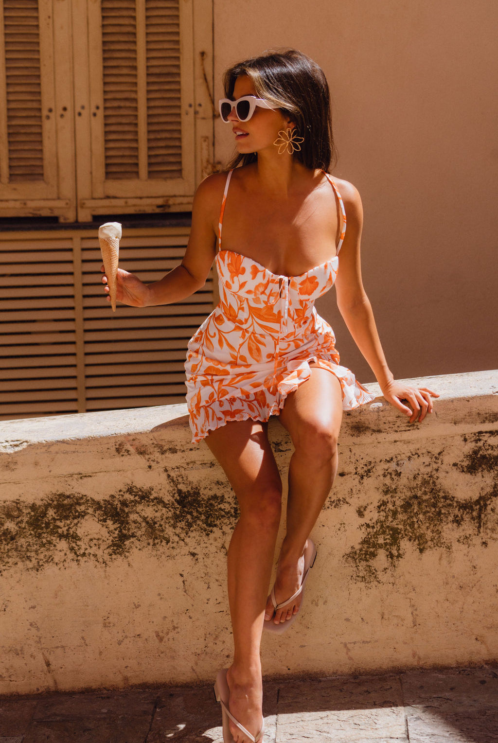 Normandy Printed Crochet Mini Dress